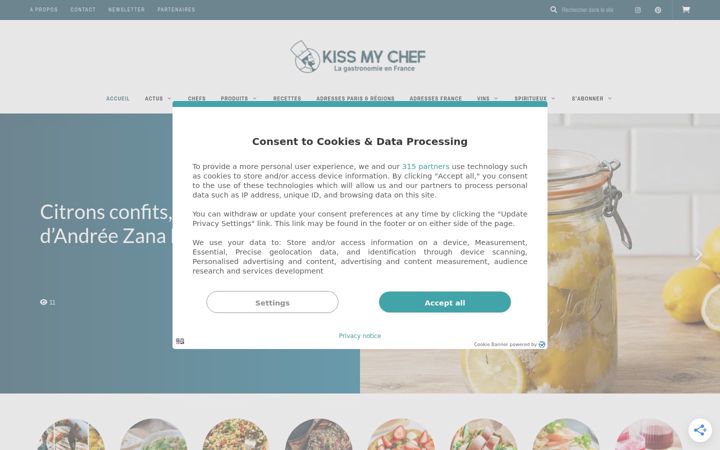 Screenshot of kissmychef.com