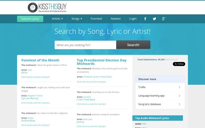 Screenshot of kissthisguy.com