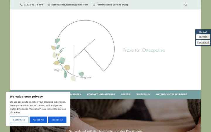 Screenshot of kistner-osteopathie.de