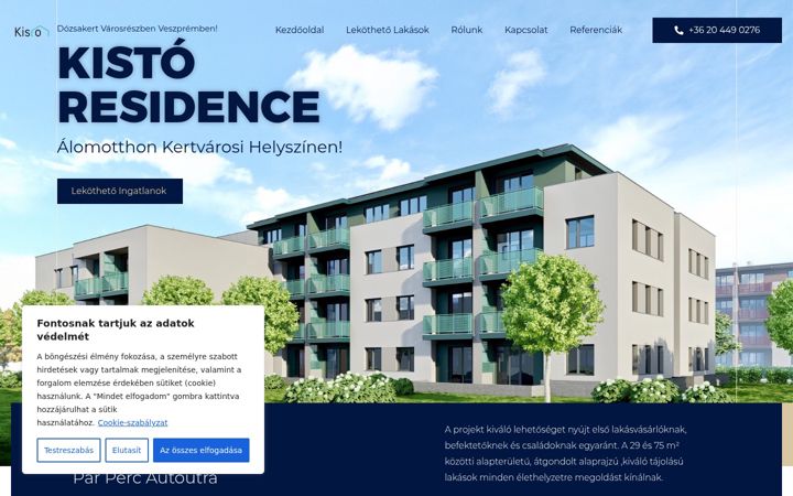 Screenshot of kistoresidence.hu