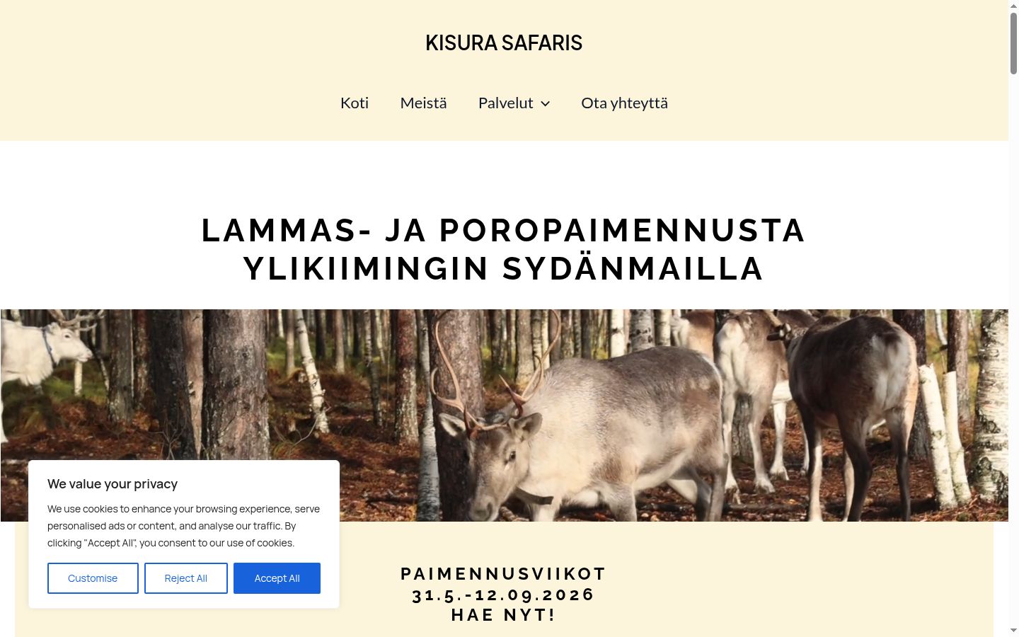 Ekrānuzņēmums ar piekrišanas baneri, kas tika rādīts pirms jebkādas mijiedarbības