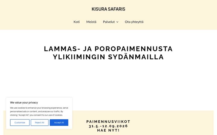 Screenshot of kisurasafaris.fi