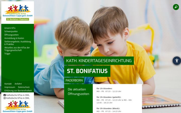Screenshot of kita-bonifatius-paderborn.de