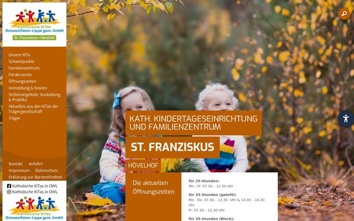 Screenshot of kita-franziskus-hoevelhof.de
