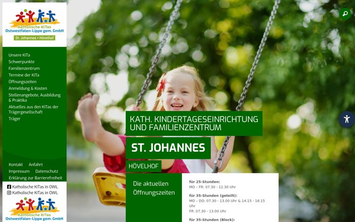Screenshot of kita-johannes-hoevelhof.de