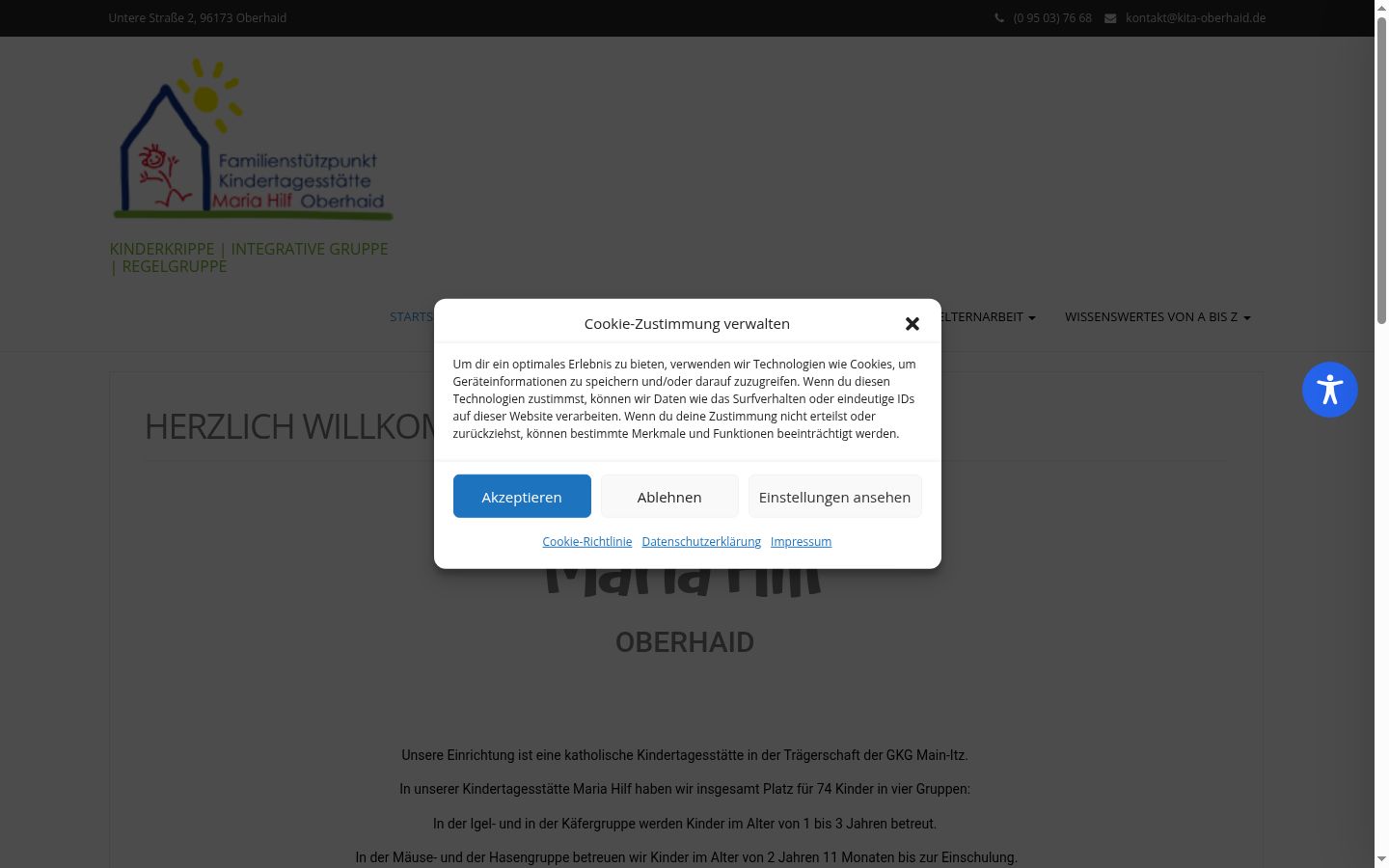 Skærmbillede af samtykkebanneret, som det blev vist før nogen interaktion