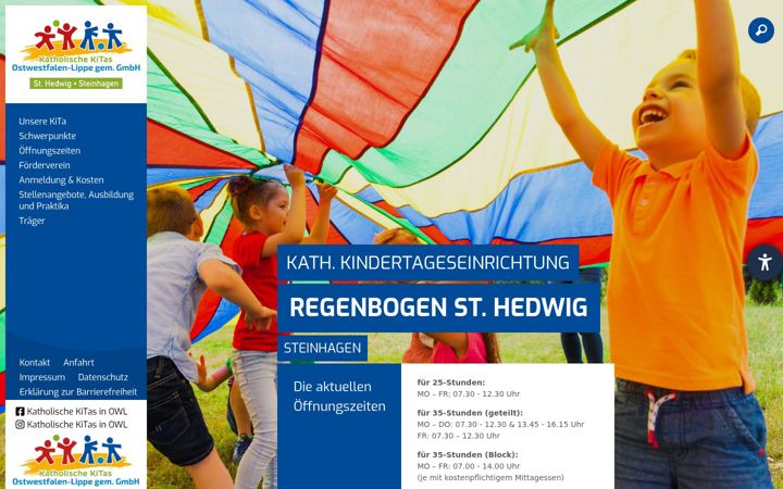 Screenshot of kita-regenbogen-steinhagen.de
