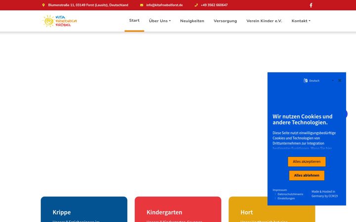 Screenshot of kitafroebelforst.de