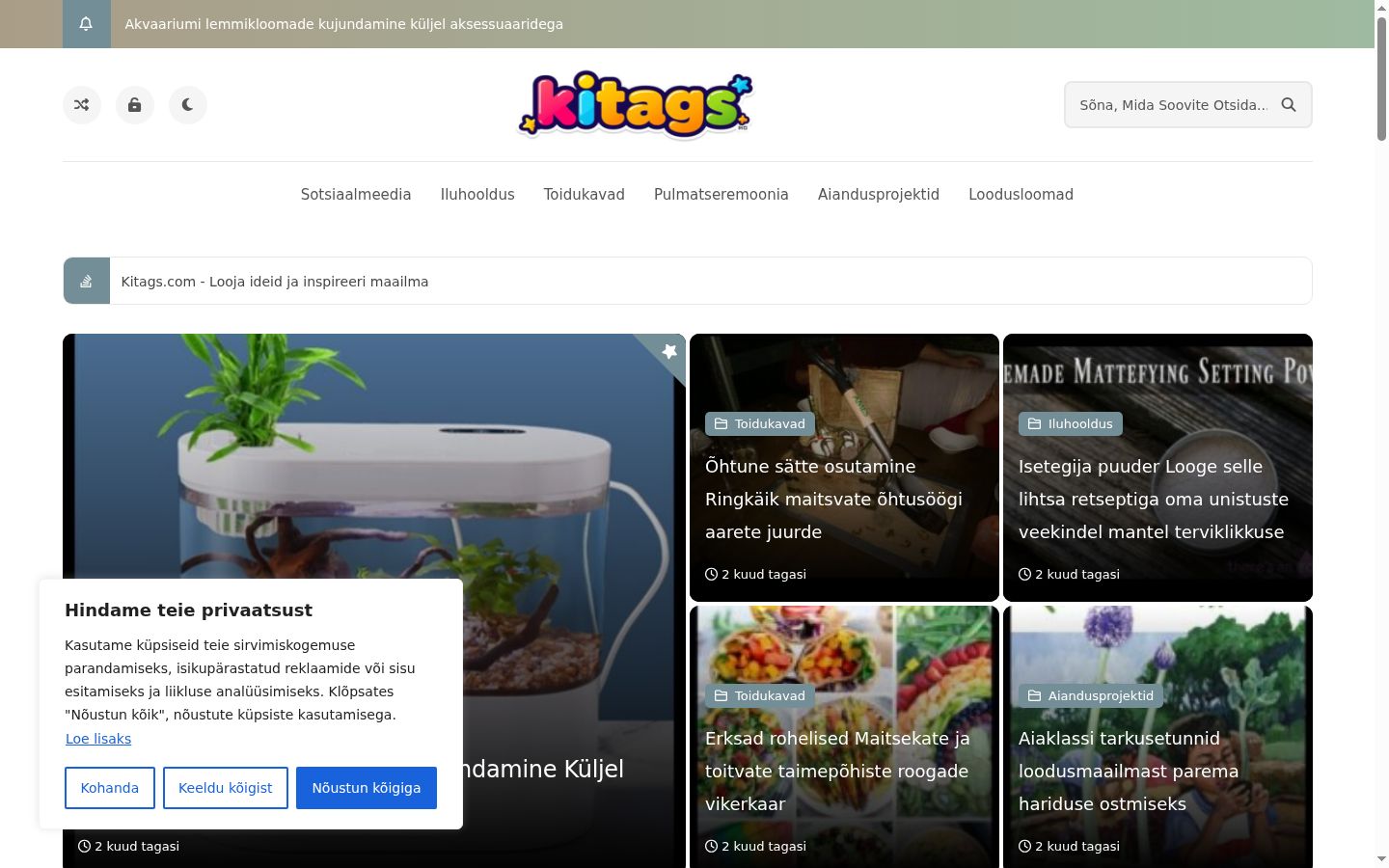 Screenshot del banner di consenso mostrato prima di qualsiasi interazione