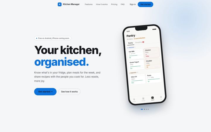 Screenshot of kitchen-manager.com