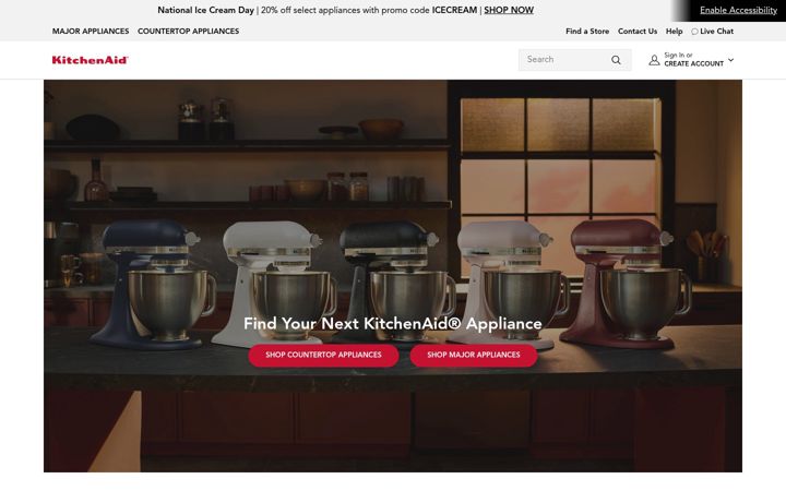 Screenshot di kitchenaid.com