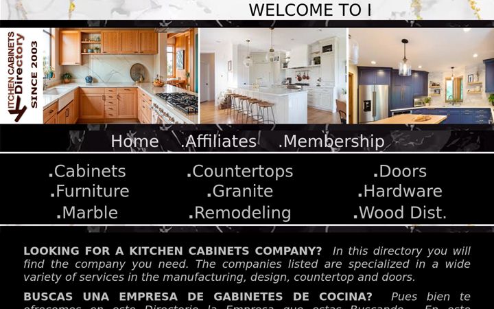 Screenshot of kitchencabinetsdirectory.com