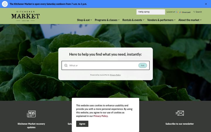 Screenshot of kitchenermarket.ca
