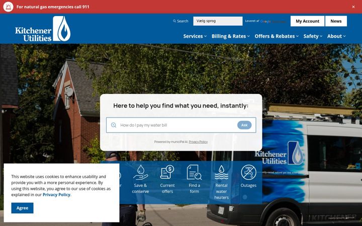 Screenshot of kitchenerutilities.ca