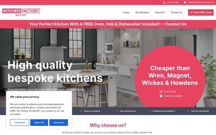 Screenshot of kitchenfactoryoutlet.co.uk