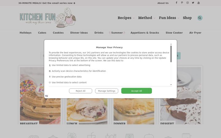 Screenshot of kitchenfunwithmy3sons.com