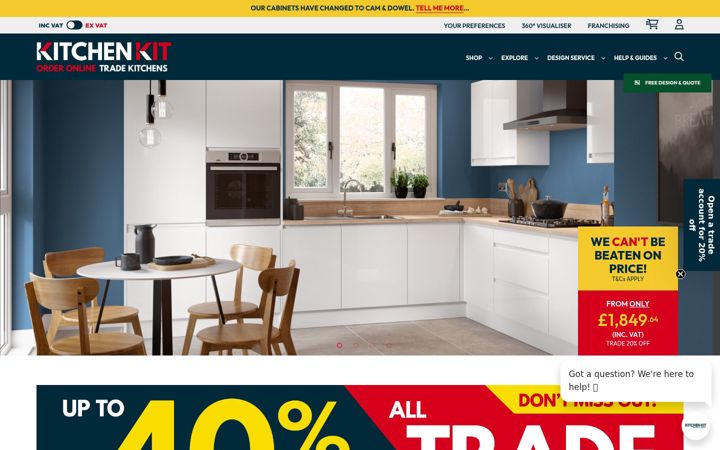 Screenshot of kitchenkit.co.uk