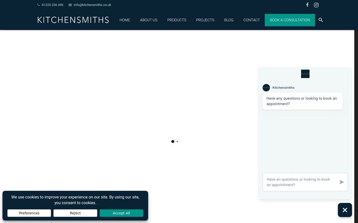 Screenshot von kitchensmiths.co.uk