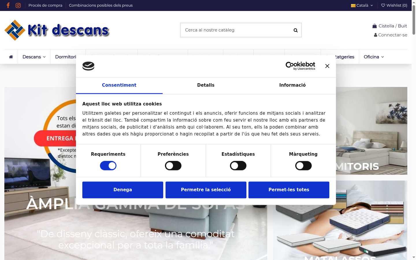 Screenshot del banner di consenso mostrato prima di qualsiasi interazione