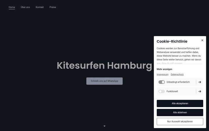 Screenshot of kitesurfenhamburg.de
