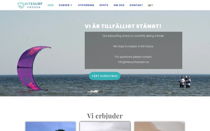 Screenshot of kitesurfsweden.se