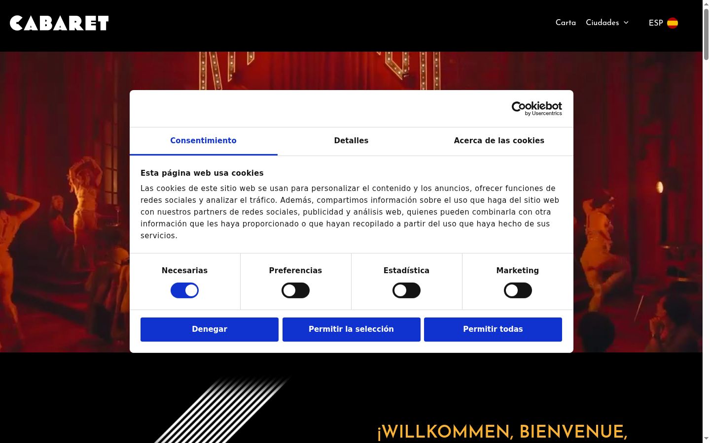Screenshot of the consent banner shown before any interaction