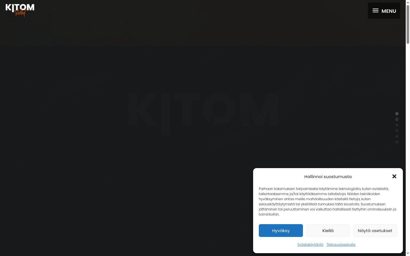Captura de ecrã do banner de consentimento apresentado antes de qualquer interação
