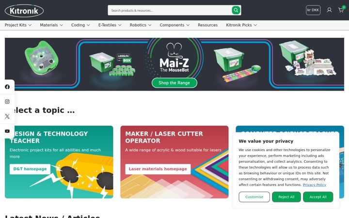 Screenshot of kitronik.co.uk