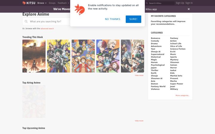 Screenshot of kitsu.io