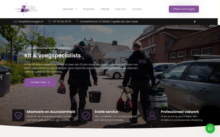 Captură de ecran a kittenvoegen.nl