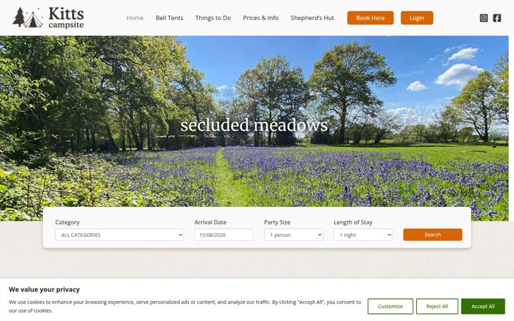 Screenshot of kittscampsite.co.uk