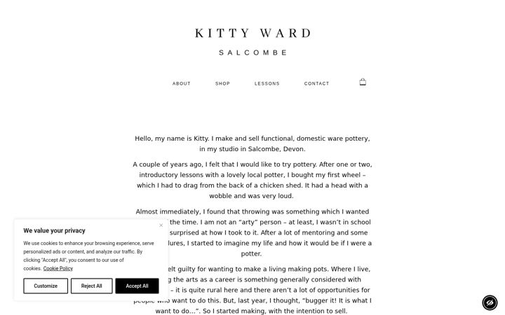 Screenshot of kittywardpottery.co.uk