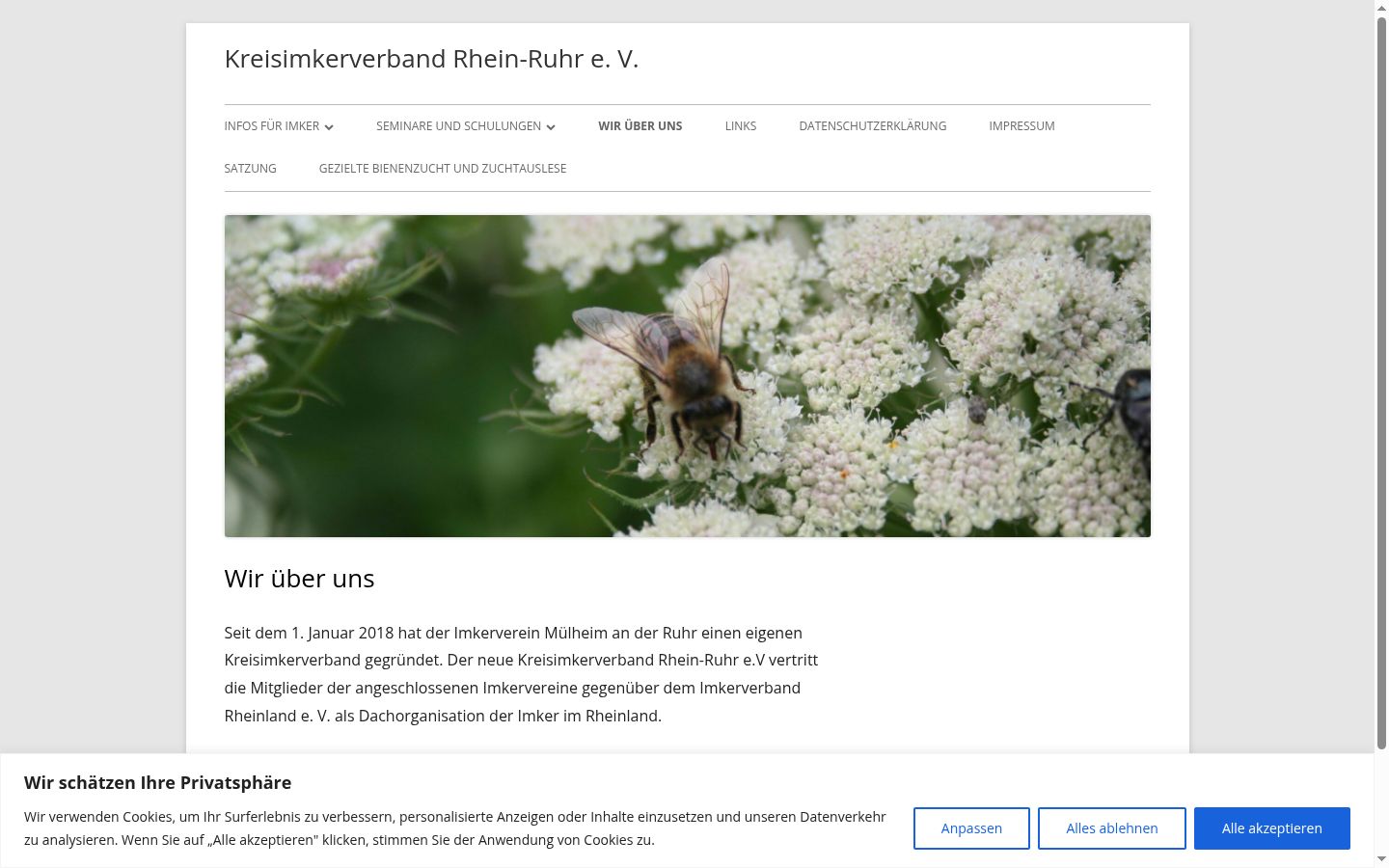 Screenshot del banner di consenso mostrato prima di qualsiasi interazione