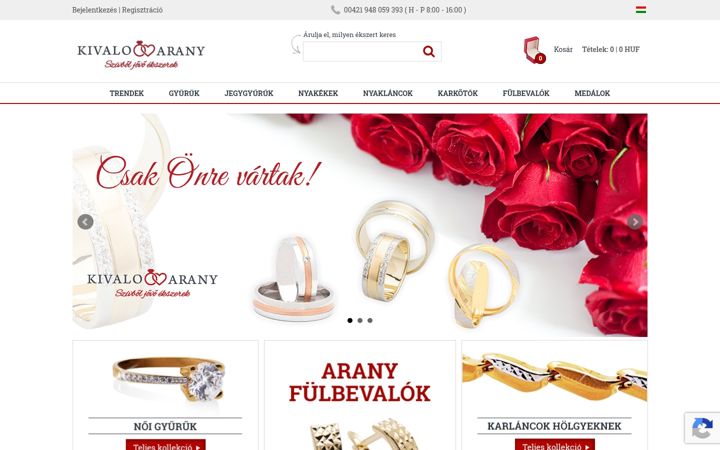 Screenshot of kivaloarany.hu