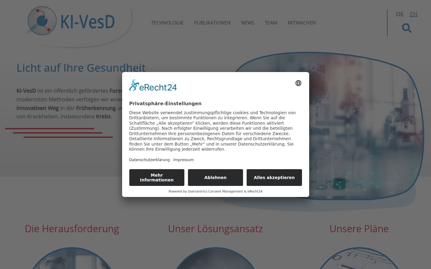 Screenshot of the consent banner shown before any interaction