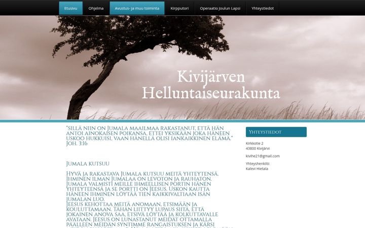 Screenshot of kivijarvenhelluntaiseurakunta.com