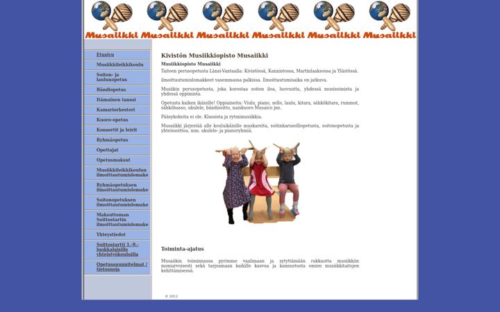 Screenshot of kivistonmusiikkiopisto.fi