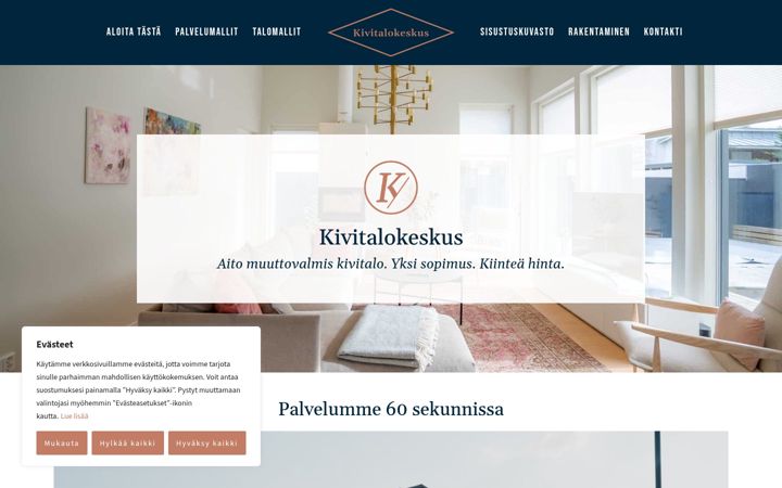 Screenshot of kivitalokeskus.fi