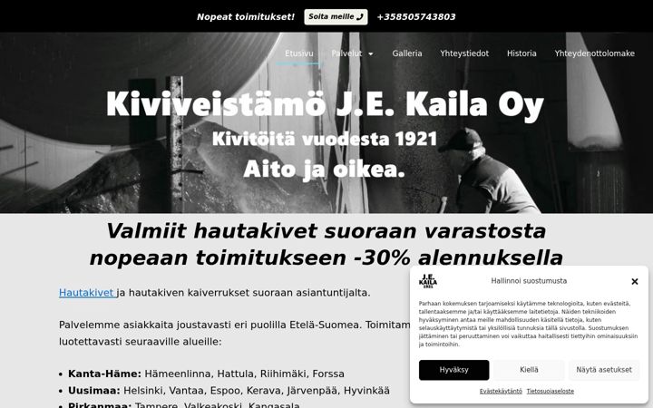 Screenshot of kiviveistamojekaila.fi