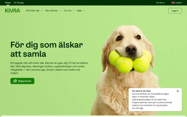Screenshot of kivra.com