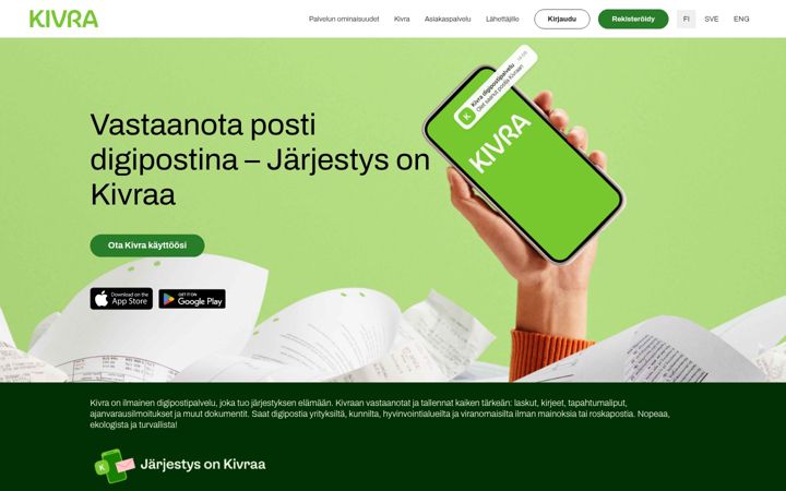 Screenshot of kivra.fi