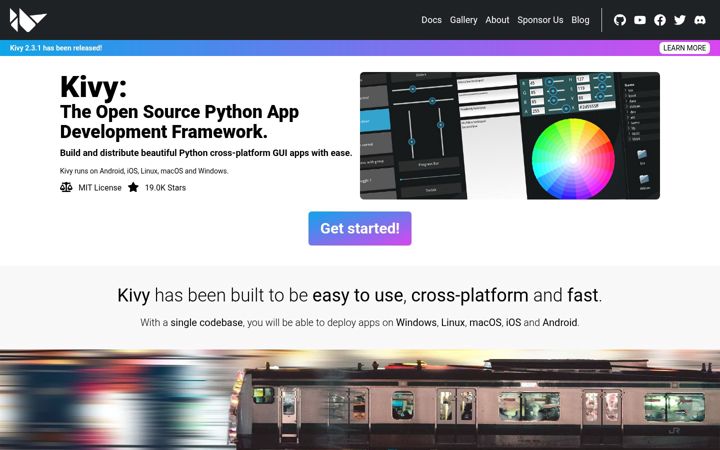 Screenshot of kivy.org