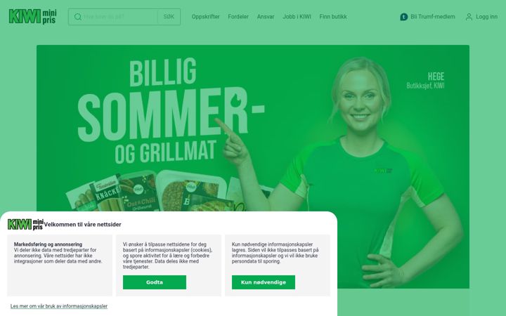 Screenshot of kiwi.no