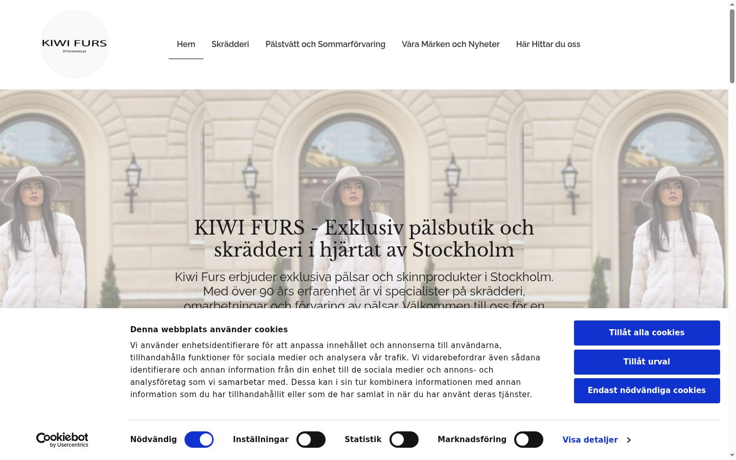 Skärmbild av samtyckesbannern som visades före någon interaktion