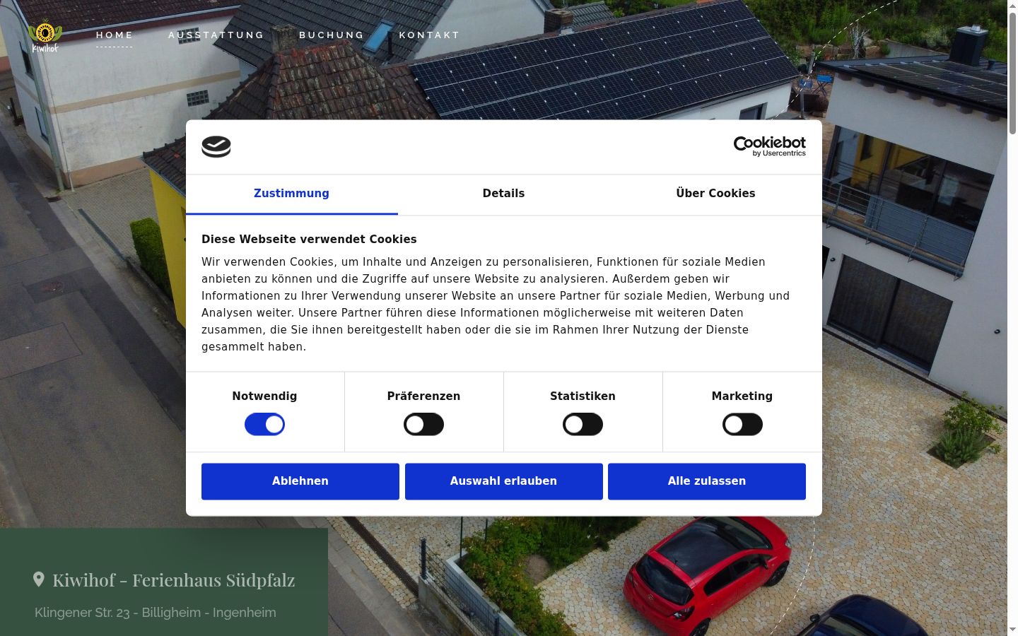 Skärmbild av samtyckesbannern som visades före någon interaktion