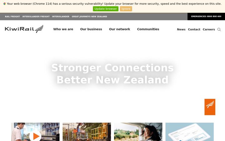 Screenshot of kiwirail.co.nz