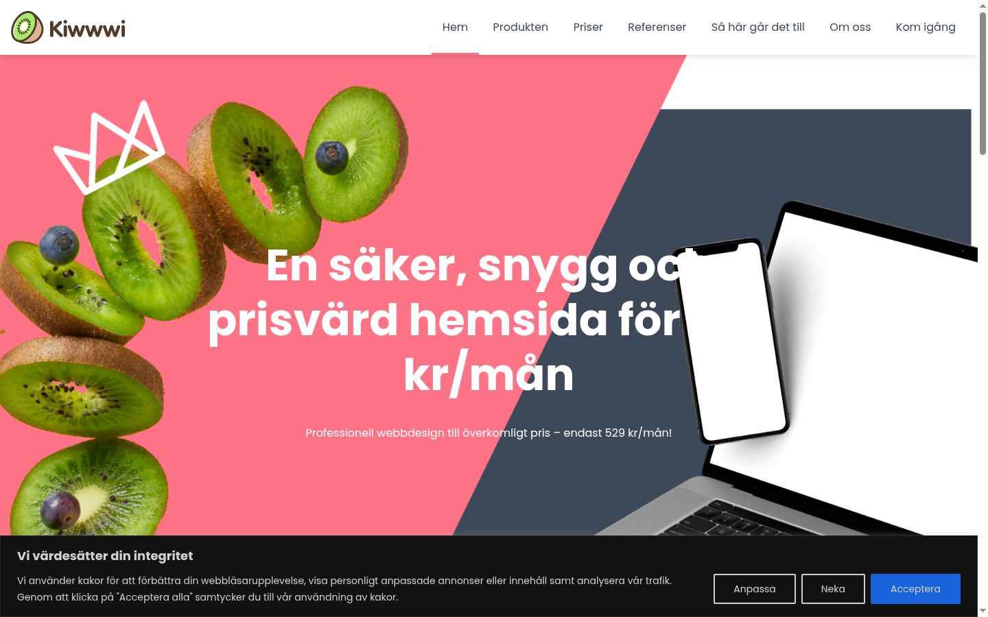 Skjermbilde av samtykkebanneret slik det vises før noen interaksjon