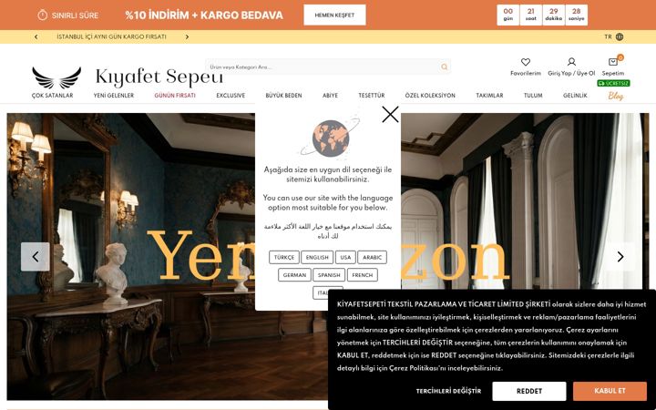 Screenshot of kiyafetsepeti.com.tr