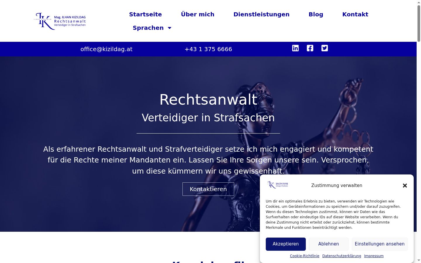 Screenshot del banner di consenso mostrato prima di qualsiasi interazione