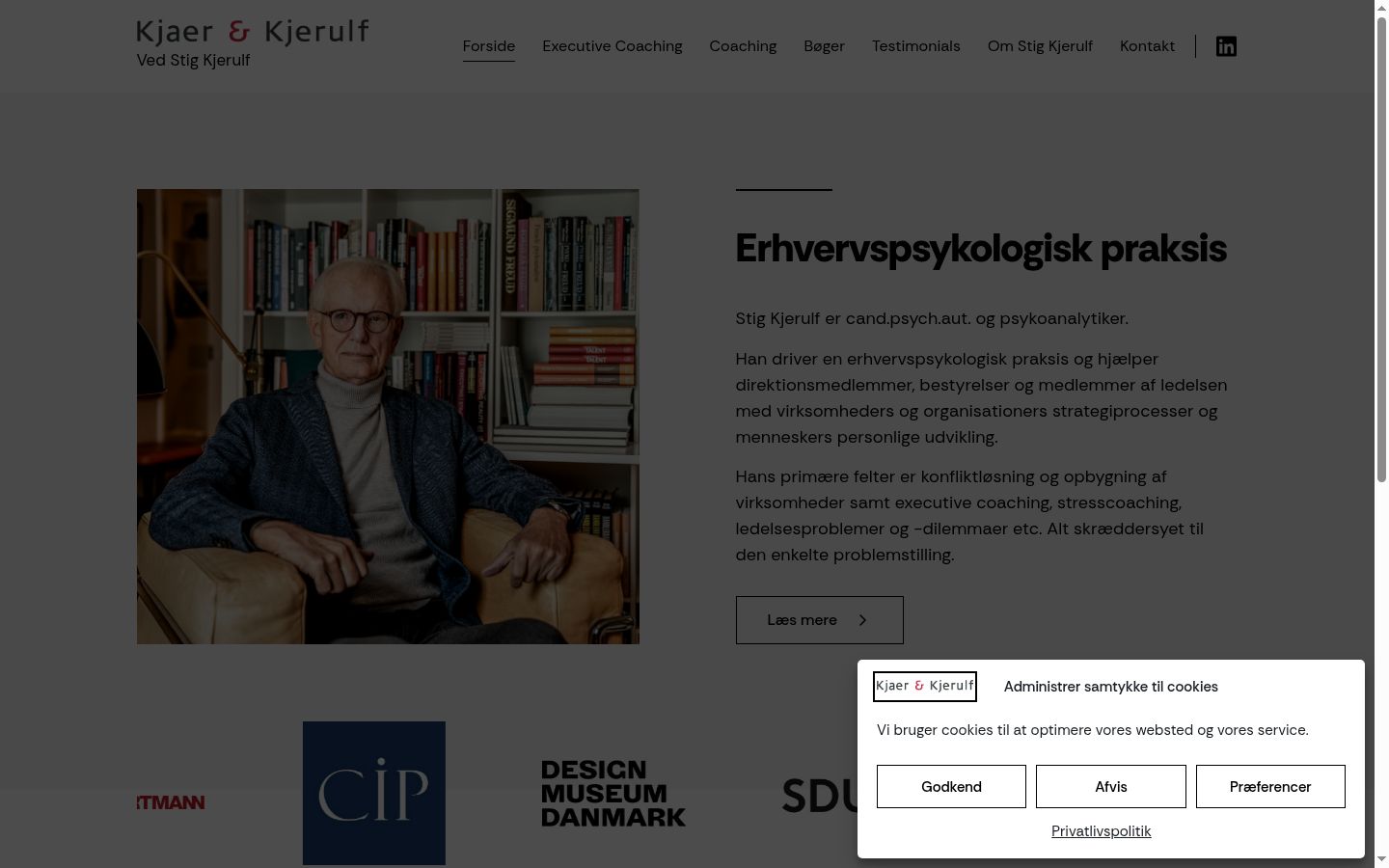 Skærmbillede af samtykkebanneret, som det blev vist før nogen interaktion